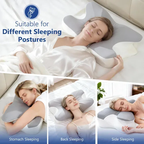 Vista 5 de Almohada cervical para aliviar el dolor de cuello y dormir, almohada ergonómica de apoyo para el cuello, almohada ortopédica de espuma viscoelástica