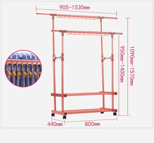 Vista 2 de UNNS Tendedero plegable para secar el suelo, 3 capas, plegable, soporte para ropa sucia, ruedas rodantes, adecuado para balcón, lavandería