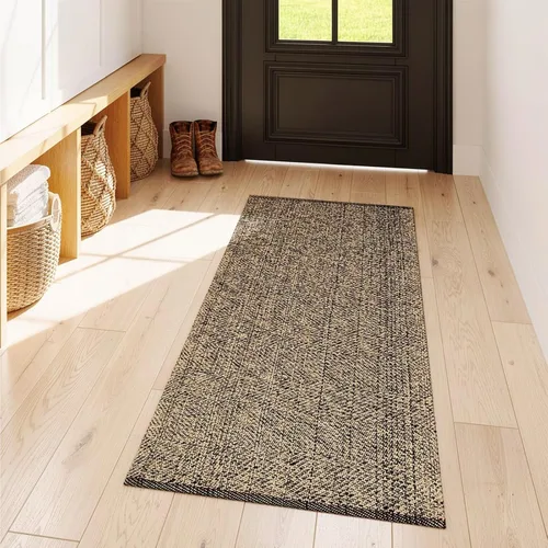 Vista 80 de LEEVAN Alfombra lavable para baño, alfombra tejida negra de 2 x 3 pies para entrada, alfombra de puerta delantera de algodón, alfombras pequeñas