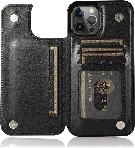Vista 4 de Asuwish Funda compatible con iPhone 15 Pro de 6.1 pulgadas con protector de pantalla de vidrio templado, tarjetero; soporte para tarjeteros; funda