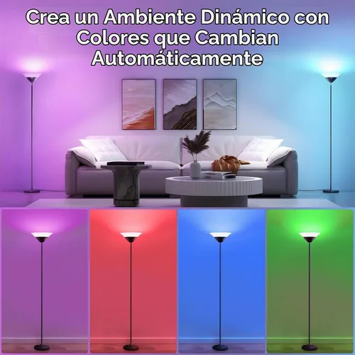Vista 2 de SIBRILLE Lámpara de pie RGB Torchiere, lámpara de pie LED regulable de 30 W con control remoto, cambio de color, luz de esquina de 72 pulgadas