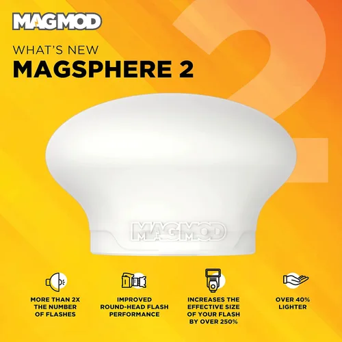 Vista 9 de MagMod MagSphere 2 Difusor de flash, modificador de flash de iluminación de fotografía Magnetic Flash Diffuser Attachment, Soft Even Light