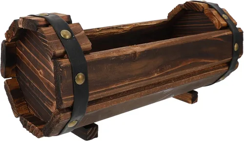 Vista 10 de Maceta rústica de madera con barril para whisky, maceta de flores para suculentas, contenedor para patio, jardín, patio trasero