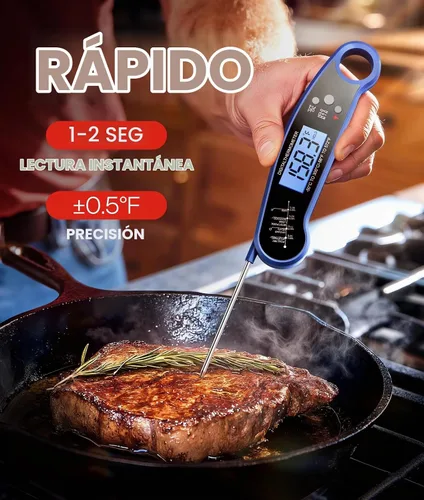 Vista 2 de Termómetro digital para carne, termómetro de alimentos para cocinar, azul