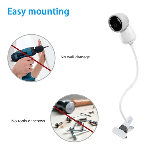 Vista 4 de Soporte de clip para monitor de bebé Arenti sin herramientas ni daños en la pared (blanco)