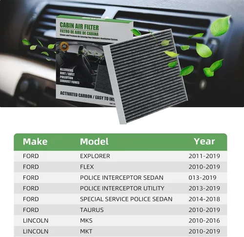 Vista 6 de Filtro de aire de cabina 6021C (CF11176) con carbón activado compatible con Ford Explorer Flex Taurus Police Interceptor Sedan 2011-2019