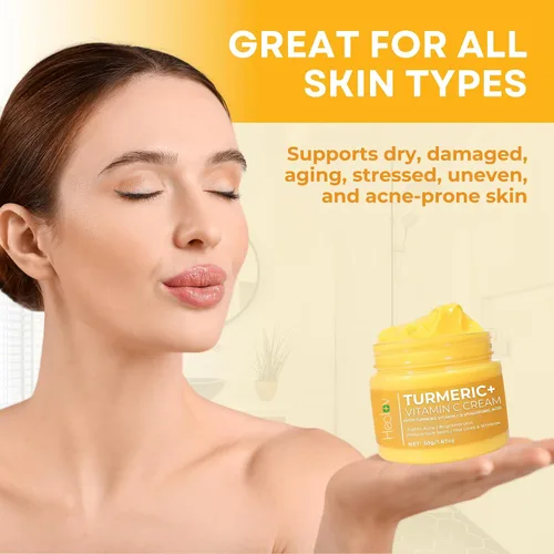 Vista 7 de Crema facial de cúrcuma para rostro y cuerpo, loción iluminadora de piel de cúrcuma totalmente natural, limpia la piel, combate el acné, unifica