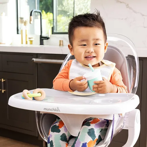 Vista 3 de Taza de pajita Munchkin con tapa removible, para bebés y niños pequeños de 6 meses en adelante, 4 onzas, silicona, menta