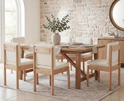 Vista 7 de ROCITY - Juego de 2 sillas de comedor, marco de madera natural con cojines extraíbles Cuero sintético blanco, cómodo acolchado de espuma, madera