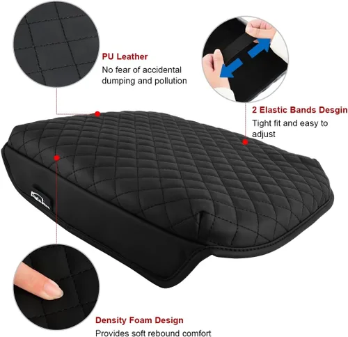 Vista 6 de Cubierta de consola central para Chevy Silverado y GMC Sierra, accesorios 2019-2025, caja de reposabrazos de microfibra impermeable y cuero