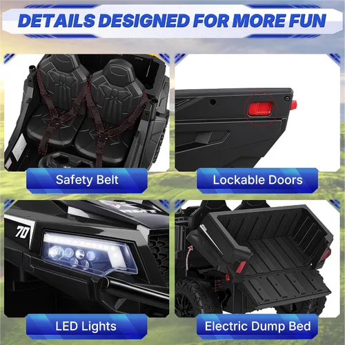 Vista 9 de Carrito de golf para niños de 24 V, carrito de golf para niños de 800 W con Negro