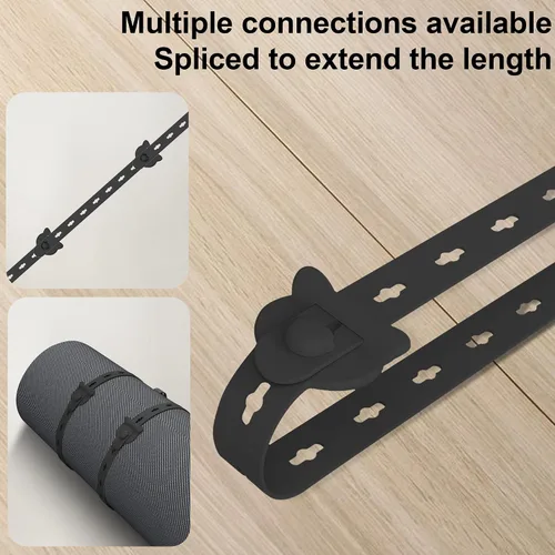 Vista 3 de 12 bridas reutilizables de silicona, 10 x 0.6 pulgadas, color negro Extendable Cord Organizer for Bundling Electrical Wires, Adjustable Luggage