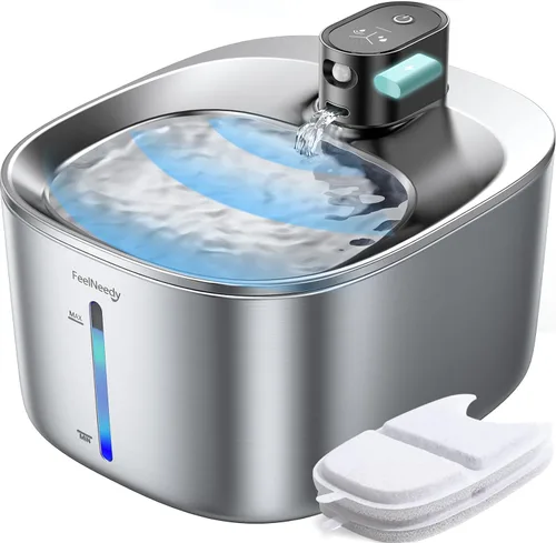Vista 13 de FEELNEEDY Fuente de Agua para Gatos Operada por Batería, 4L/135 fl oz Fuente de Agua para Mascotas para Gatos y Perro con Sensor de Movimiento