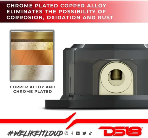 Vista 4 de DS18 DB1034 Bloque de distribución 1X0-GA en salida 3X4-GA para amplificadores de coche