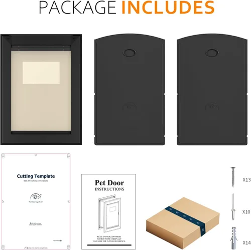 Vista 9 de [Classicmacher] Puerta para Perro de Servicio Pesado con Panel de Bloqueo Deslizante Doble, Puerta Grande de Aluminio para Perro para Puerta