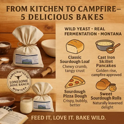 Vista 5 de Bounty Foods Montana - Juego de iniciación de masa madre, 16 onzas, kit de pan artesanal de cultivo de levadura silvestre para petancas, focaccia