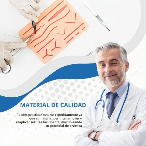Vista 7 de Almohadilla de práctica de sutura realista de silicona de tres capas con 14 heridas precortadas, el mejor regalo para entrenamiento de estudiantes