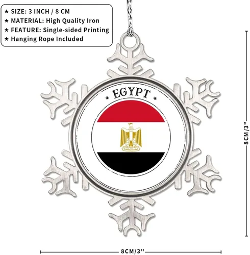 Vista 7 de Adorno de copo de nieve con bandera de Egipto, adornos para árbol de Navidad, recuerdo de la ciudad del país, adornos de Navidad personalizados