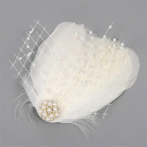 Vista 5 de Fascinator - Pinzas para el pelo con plumas de pavo real, diadema art déco, accesorios de los años 20 para mujer