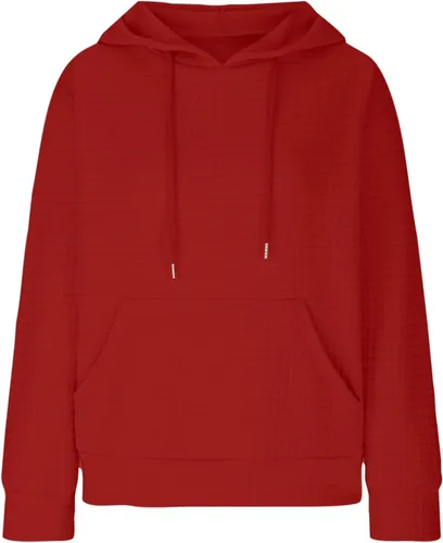 Vista 3 de ZunFeo Sudadera con capucha de gran tamaño para mujer, manga larga, con cordón, suéter de punto gofre con bolsillo, ropa de otoño a la moda