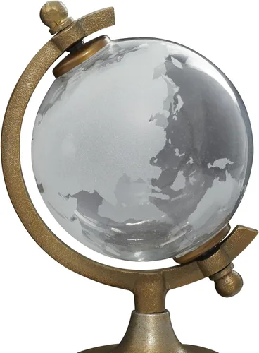 Vista 4 de Deco 79 Globo de aluminio con base escalonada, 6 "x 6" x 9 ", bronce