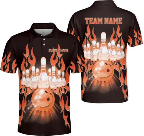 Vista 6 de Woseprints - Polo de boliche personalizado con nombre 3D para hombres y mujeres, camisas de bolos personalizadas para equipo, camisas de bolos unisex