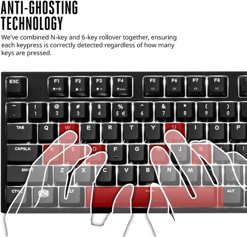 Vista 6 de Cooler Master MasterKeys Pro L - Teclado mecánico LED blanco para juegos, color rojo cereza MX, tamaño completo (grande)