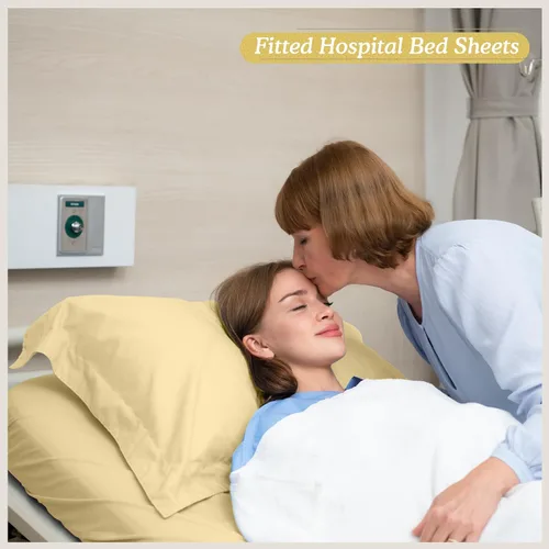 Vista 5 de Moukeren Juego de sábanas de hospital, 6 piezas, sábana bajera ajustable de bolsillo profundo de 36 pulgadas con elástico en todo el contorno, Beige
