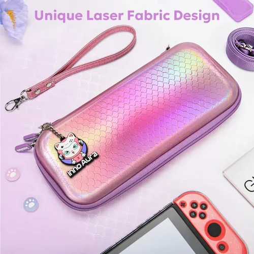 Vista 4 de InnoAura - Funda para interruptor NS, paquetes de accesorios de interruptor 16 en 1 con funda de transporte para interruptor, funda de juego