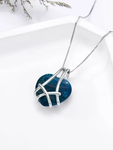 Vista 7 de Jade Heart Necklace for Women Sterling Silver Natural Jade Jewelry Birthday Anniversary Valentines Day Gifts for Her Girls Mom Wife