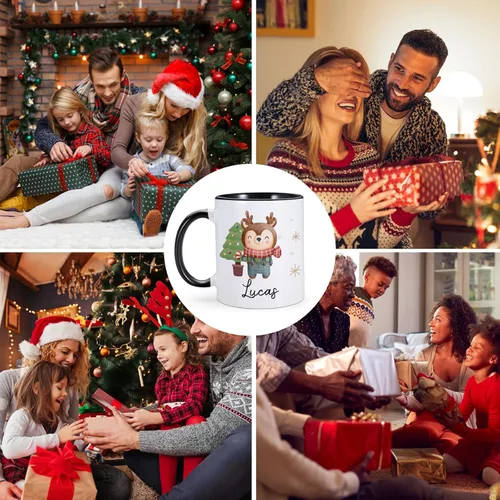 Vista 7 de Regalos de Navidad, taza de Papá Noel para niños, taza de chocolate caliente personalizada para niños, tazas lindas para niños, taza de café