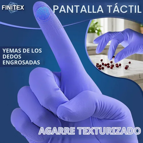 Vista 4 de FINITEX Guantes de examen de nitrilo azul hielo, sin polvo, 1000 guantes de limpieza médica y del hogar
