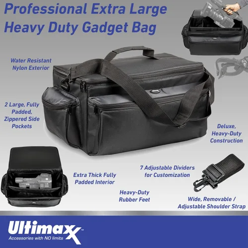 Vista 2 de Ultimaxx Bolsa profesional extragrande, bien acolchada y resistente al agua, compatible con Canon, Sony, Nikon, Pentax, JVC, Olympus, Panasonic