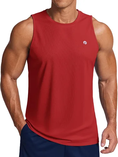 Vista 8 de PINSPARK Camiseta sin mangas de verano para hombre, de secado rápido, para correr, gimnasio, entrenamiento
