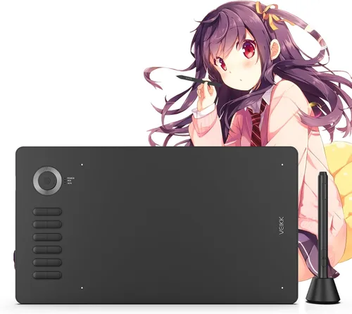 Vista 10 de VEIKK A15 Pro Graphics Drawing Pen Tablet - Tabletas digitales de gran área activa con bolígrafo pasivo, almohadilla de dibujo con 12 teclas de Azul