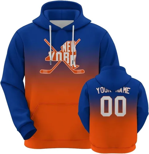 Vista 22 de Custom Hockey City Map Gradient Hoodies-Personalized Name Number Hooded Sweatshirts Hockey Fans Gifts for Men,Women,Youth