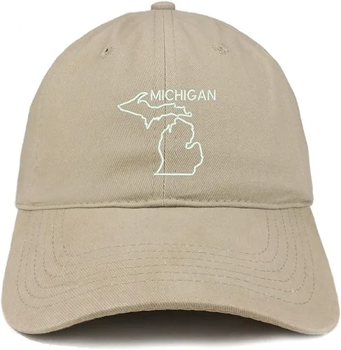Vista 21 de Trendy Apparel Shop Michigan Text State Outline State - Sombrero de algodón bordado para papá