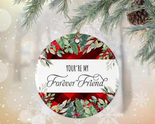 Vista 2 de KrysDesigns Adorno de Navidad para mejores amigos, regalo de amistad para siempre, regalo de hermanas del alma, decoración navideña de cerámica