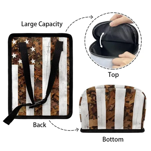 Vista 5 de Talayituse Cubo de basura portátil con estampado de camuflaje de bandera estadounidense, accesorios interiores de vehículos multifuncionales