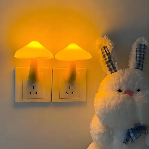 Vista 12 de Luces nocturnas LED con sensor en forma de hongo - 2 unidades, enchufe de pared con 7 colores cambiantes, lámpara mini de ensueño, luz nocturna