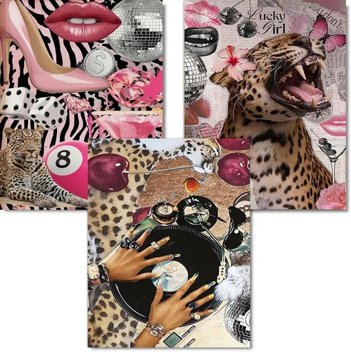 Vista 39 de Kits de arte de diamante para adultos principiantes, modernos kits de pintura de diamante con lunares de leopardo 5D, gemas y manualidades DIY