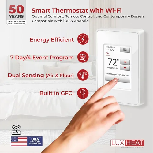 Vista 5 de LuxHeat kit de tapete de calefacción para piso de 10 pies cuadrados - 120V sistema de calefacción por suelo radiante - sistema de calefacción