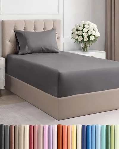 Vista 120 de Juego de sábanas tamaño Queen con bolsillos extra profundos, sábanas transpirables y refrescantes de 4 piezas, ropa de cama de lujo para hotel