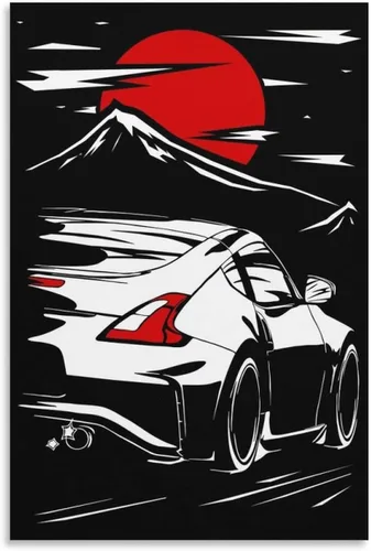 Vista 14 de ALUKAP Cuadro decorativo de la familia de autos Vaporwave Jdm Ae86 de los años 90, arte de pared, pósteres colgantes, 12 x 18 pulgadas