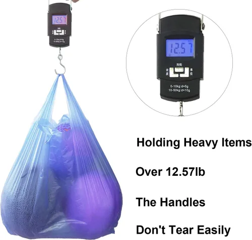 Vista 4 de LazyMe Bolsas de plástico azules con asas, bolsas para camisetas de 12 x 20
