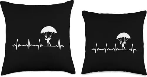 Vista 3 de Professional Skydiver, Skydiving Lover, Paraglider Heartbeat - Almohada de paracaidismo, 16 x 16 pulgadas, multicolor
