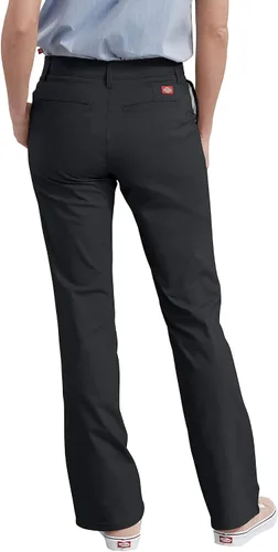Vista 2 de Dickies - Pantalón de sarga elástico de frente plano, corte de bota ajustado, para mujer