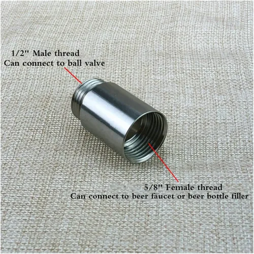 Vista 3 de SSIMOO Rosca hembra de acero inoxidable G5/8 a 1/2 "Adaptador de rosca macho ajustable para grifo de cerveza de bola Adaptador de valor Conector
