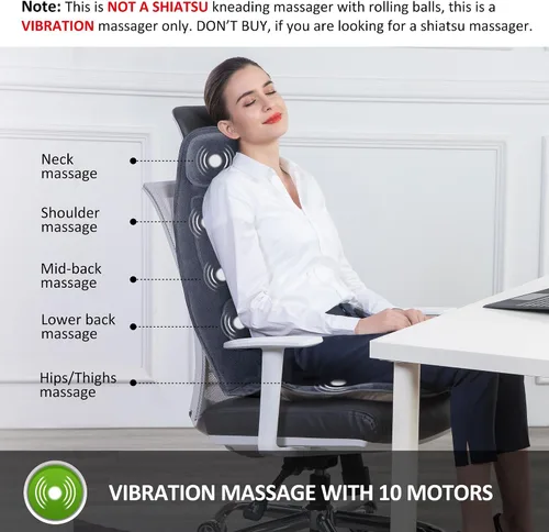 Vista 3 de Snailax Cojín de asiento de masaje con calor, 10 motores de masaje de Azul marino