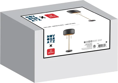 Vista 7 de Lámpara de mesa de 2 luces GLOBE Electric x Novogratz 67347, 55.9 cm, gris oscuro metálico, interruptor de cadena doble, iluminación moderna